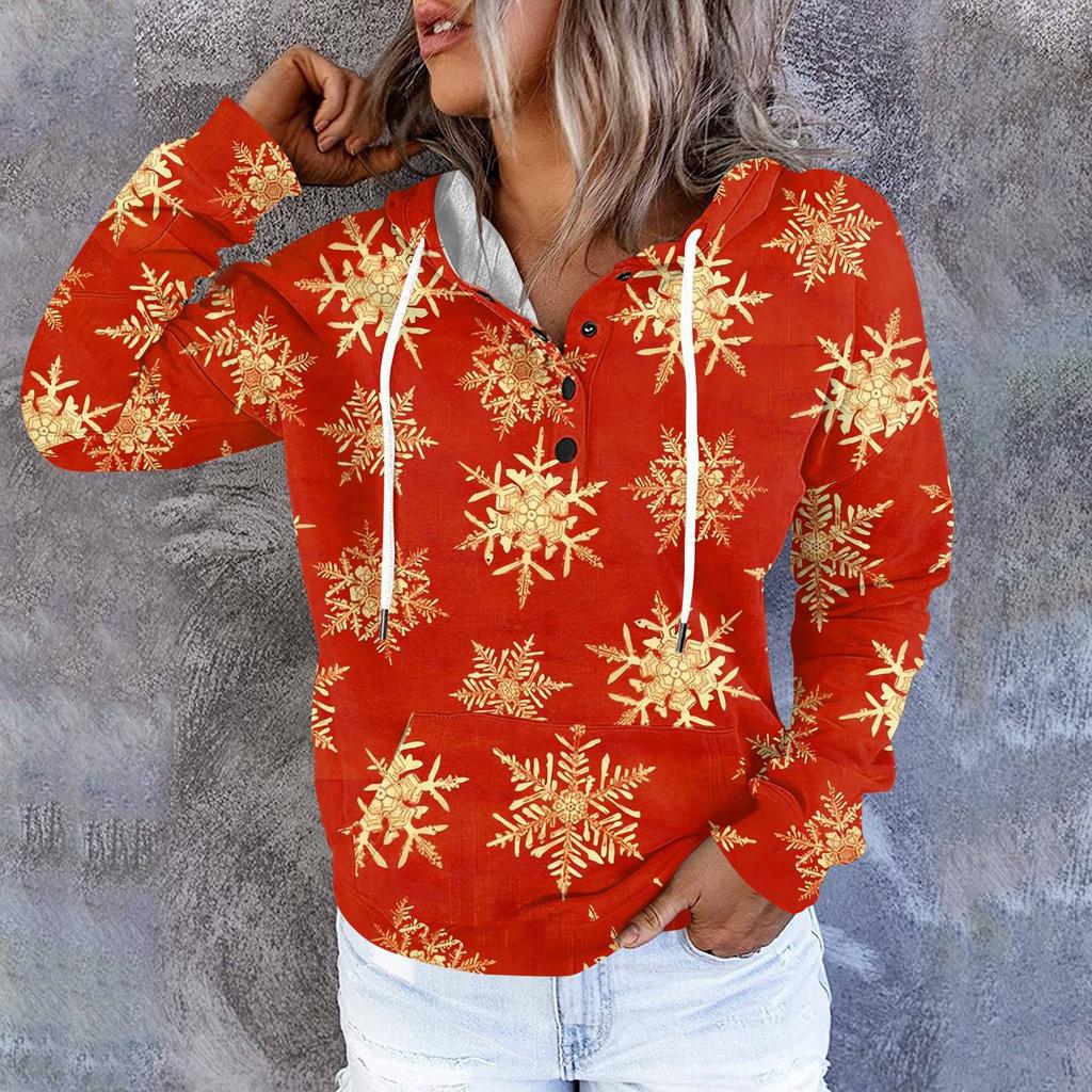 Женские повседневные модные принты с длинным рукавом на пуговицах пуловеры с капюшоном толстовки