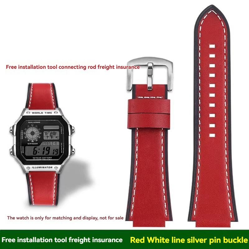 Для Casio маленькие квадратные AE1200/1300/1500 SGW-300/400 W-218 мужские оригинальные ремешки для часов из натуральной кожи аксессуары