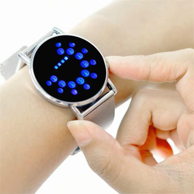 LED Fashion Cool Digital Watch Unisex Men Women Kid Watch Luxury Mesh Binary Digital Hour Clock Quartz Luminous