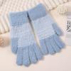 Jacquard knitted gloves women's winter cute thickened warm five-finger wool autumn and winter outdoor riding cold-proof touch screen