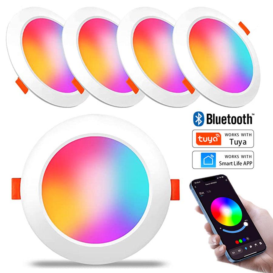 Tuya Bluetooth LED Downlight 10W/15W Smart Ceiling Lights RGB CW+WW Dimmable Recessed Led Spot Lamp Work With Smart Life