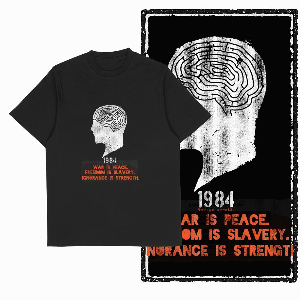 Coolmind X0019 Хлопок большой размер принт 1984 эксклюзивная графика унисекс футболка свободная с круглым вырезом унисекс футболка повседневная футболка для унисекс футболок