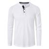 Fashion Waffle T Shirt Men Autumn New Slim Fit Long Sleeve Henley Tshirt Men Streetwear Casual Solid Color T-Shirt US SIZE