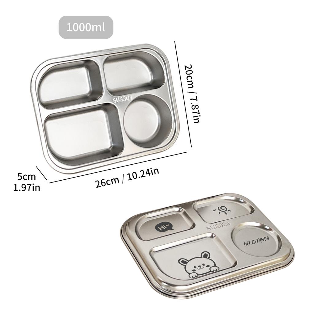 1/1,5 л Ланч-бокс из нержавеющей стали 304 с крышкой, отделения углублены, поднос для фаст-фуда, студенческая столовая, сетчатый бенто-бокс