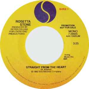 7-дюймовая пластинка ROSETTA STONE - Straight From The Heart 729935 Sire 1982 US Рок Б/У