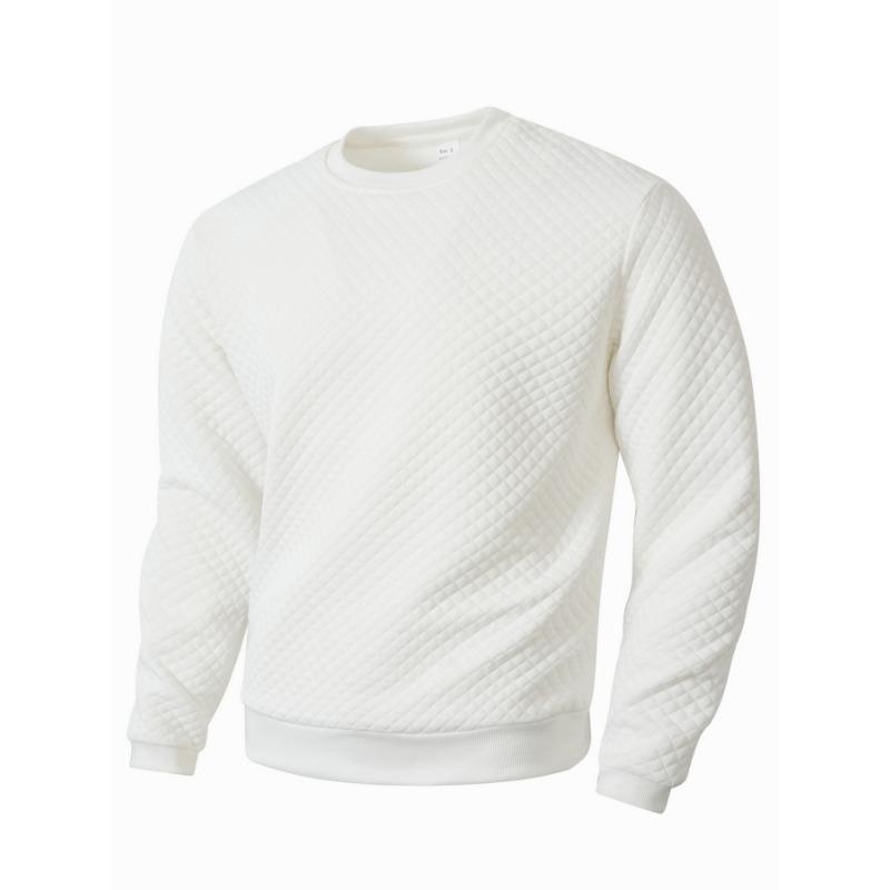 Casual Solid Waffle Knit Long Sleeve Pullover Sweatshirt