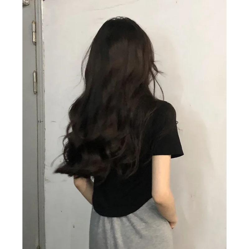 Футболка белая с V-образным вырезом и короткими рукавами, женская летняя дизайнерская Sense Niche, нерегулярная, облегающая, утягивающая, Gyaru Pure Desire Top