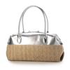 Perke Horizontal Boston Bag with Miscellaneous Texture and Cowhide Leather Attachment Women's (80-00-00161)