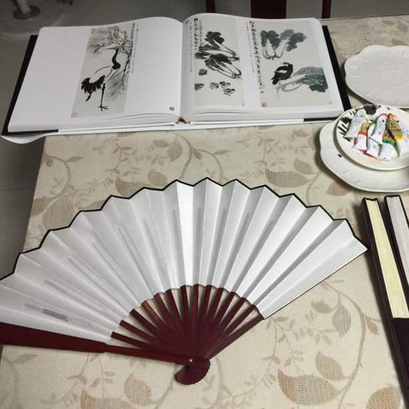 8/10 Inch Folding Fan Hand Silk Cloth DIY Chinese Folding Fan Wooden Bamboo Antiquity Fold Fans DIY Calligraphy Painting Decor