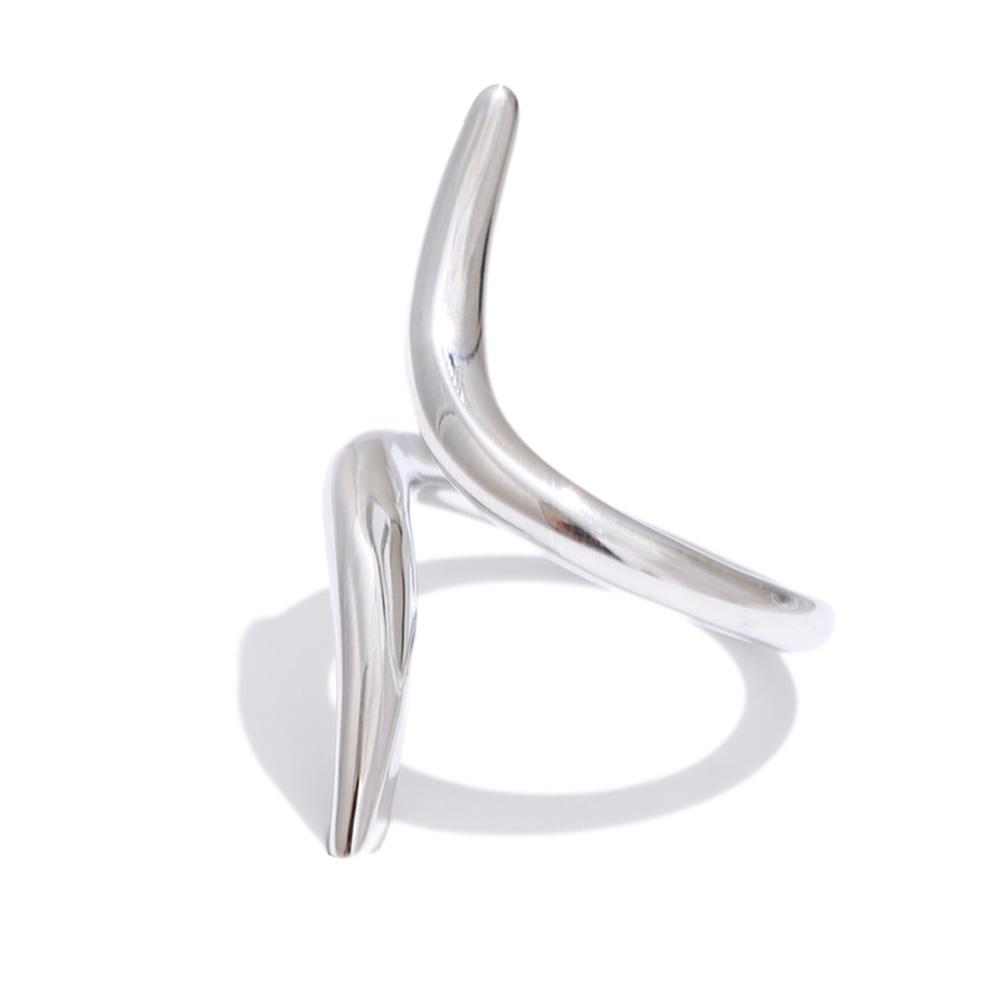 Yhpup Stainless Steel Adjustable Minimalist Ring 16K Gold Platinum Color PVD Plated Smooth Metal Daily Wear Casual Jewelry Gift