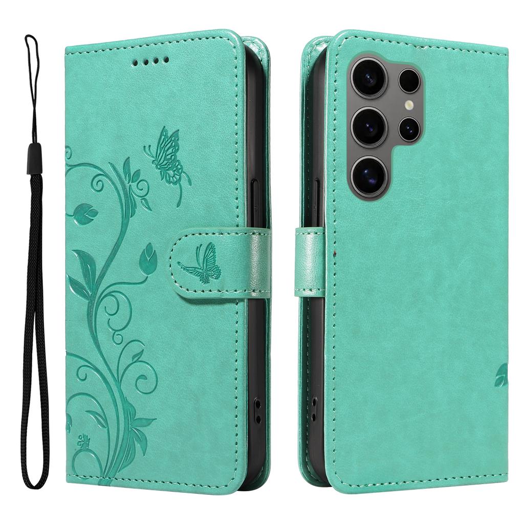 Чехлы из ПУ кожи с цветочным узором для Samsung Galaxy S25 Ultra, кошелек-подставка, чехол для телефона с ремешком