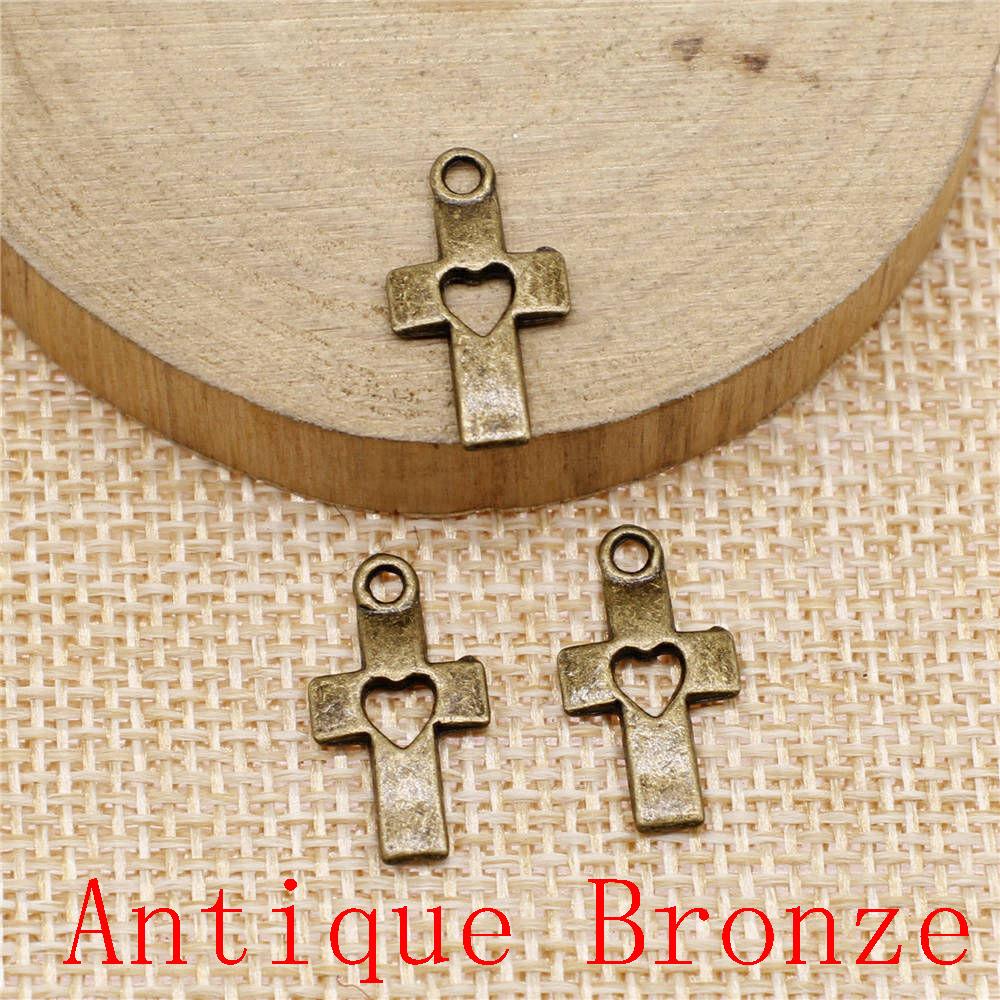 Heart Cross Shaped Charms Pendant For Bracelet Necklace Jewelry Making Craft Findings