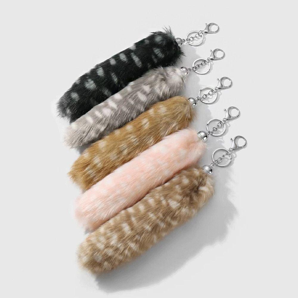 Retro Tail Hanging Keychain Long Hair Plush Tail Keyring Sweet Cool Bag Charms Purse Handbag