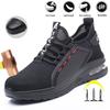 Men's Summer Mesh Safety Shoes Steel Toe Anti- Crush Breathable Lightweight Work Shoes Knitted Upper Kevlar Insertion Proof