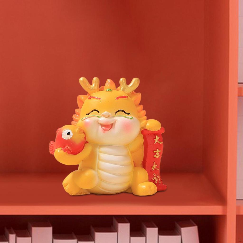 Китайская статуэтка дракона из смолы, годовая фигурка, милая скульптура для шкафа,
