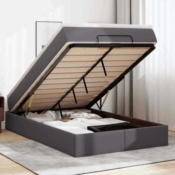 Maison Exclusive - Cadre de lit ottoman avec matelas gris 120x190 cm similicuir