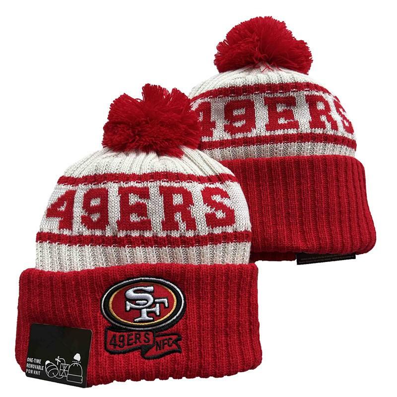 Colorful Pom Knit Beanie Dual-Sided Jacquard Fashion Embroidery Warm Winter Hat Sports Fans