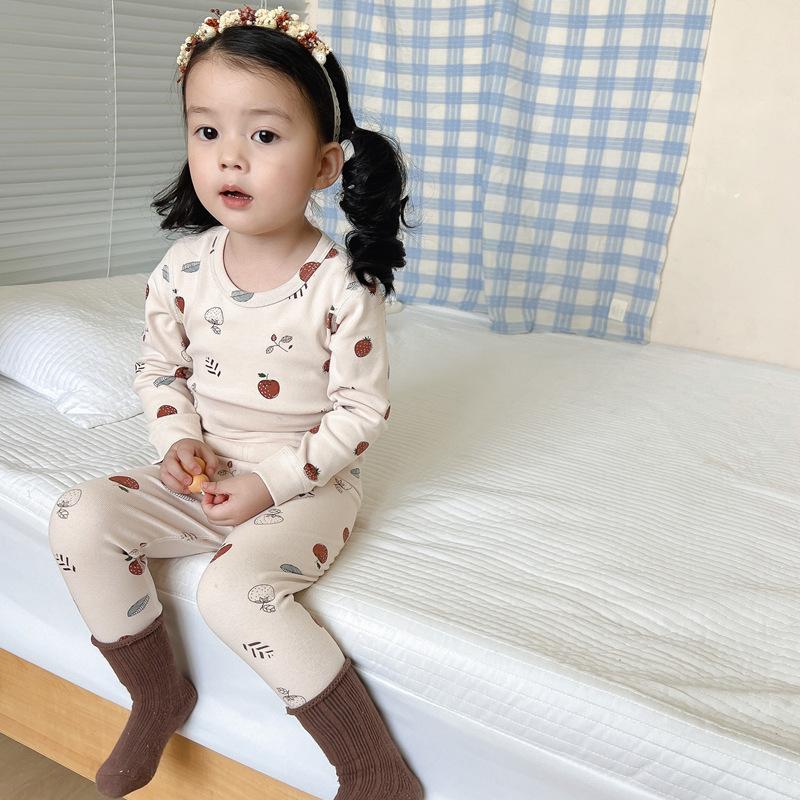 Детский комплект нижнего белья из хлопка с высокой талией для мальчиков и девочек, бесшовный домашний костюм для защиты живота