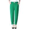 Women Summer Harem Pants Elastic High Waist Solid Color Thin Long Trousers Side Pockets Casual Pants Streetwear
