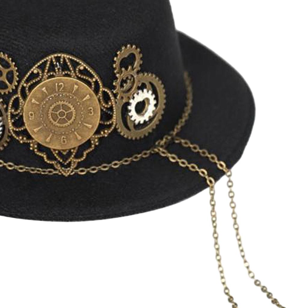 Steam Mini Top Hat Gothic Vintage Design Head Gear Metal Gears and Chain Fedoras Costume Accessories