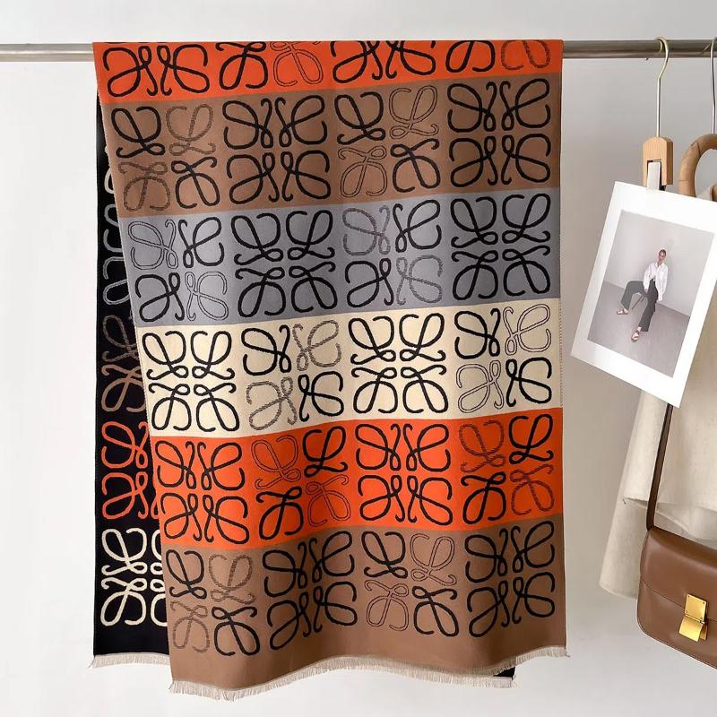 2024 Новый осенне-зимний женский теплый цветочный шарф с геометрическим узором, клетчатый двухсторонний жаккардовый шарф с имитацией кашемира