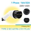 Type 2 EVSE Female EV Charger Plug IEC 62196 Convertor 16A 32A 1Phase for Electric Car Vehicle Charging Station