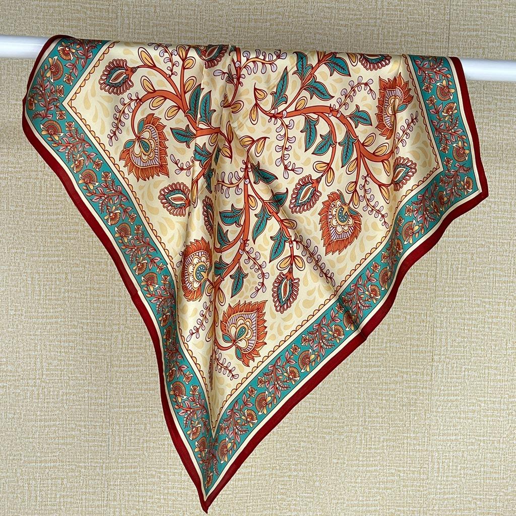 Шелковый шелковый шарф женский яркий цветок кешью темпераментный универсальный 70 см китайский квадратный шарф шарф из шелка тутового дерева шарф
