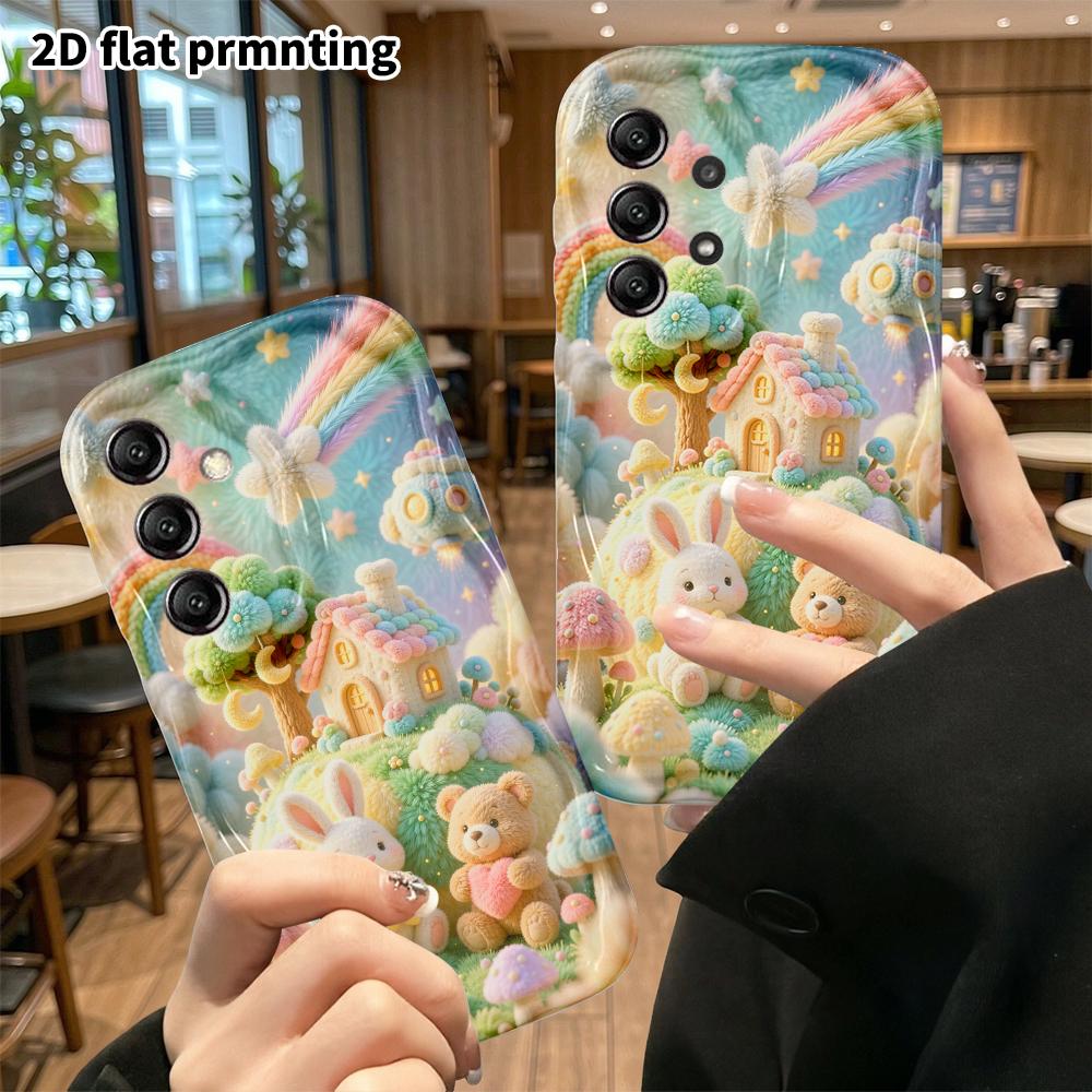 Чехол для телефона: 2D плоский, подходит для Samsung Galaxy A34 A35 M05 M06 S20 S22 S21 FE Plus 5G, защитный чехол, домик с медвежонком, идеальный Рождественский и Хэллоуинский