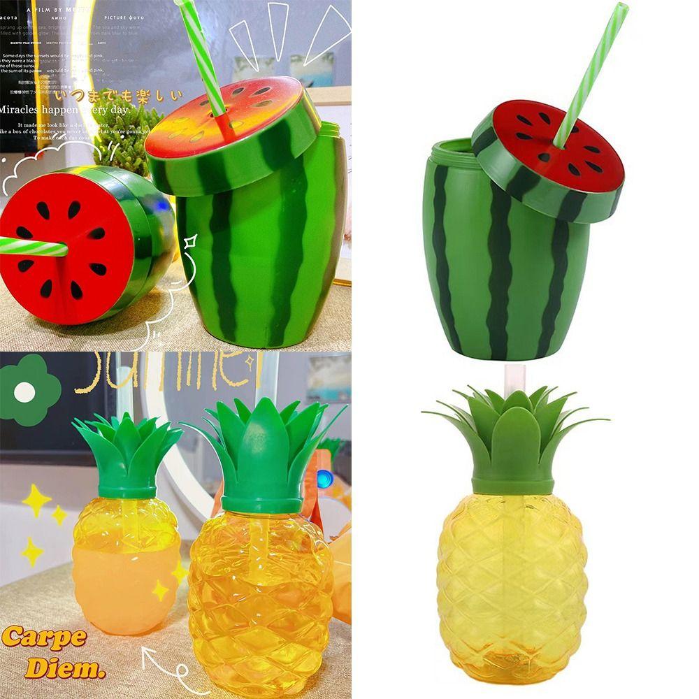 Fruit Tea Milk Juice Summer Straw Cup Drinkware Water Bottle Strawberry Pineapple Watermelon