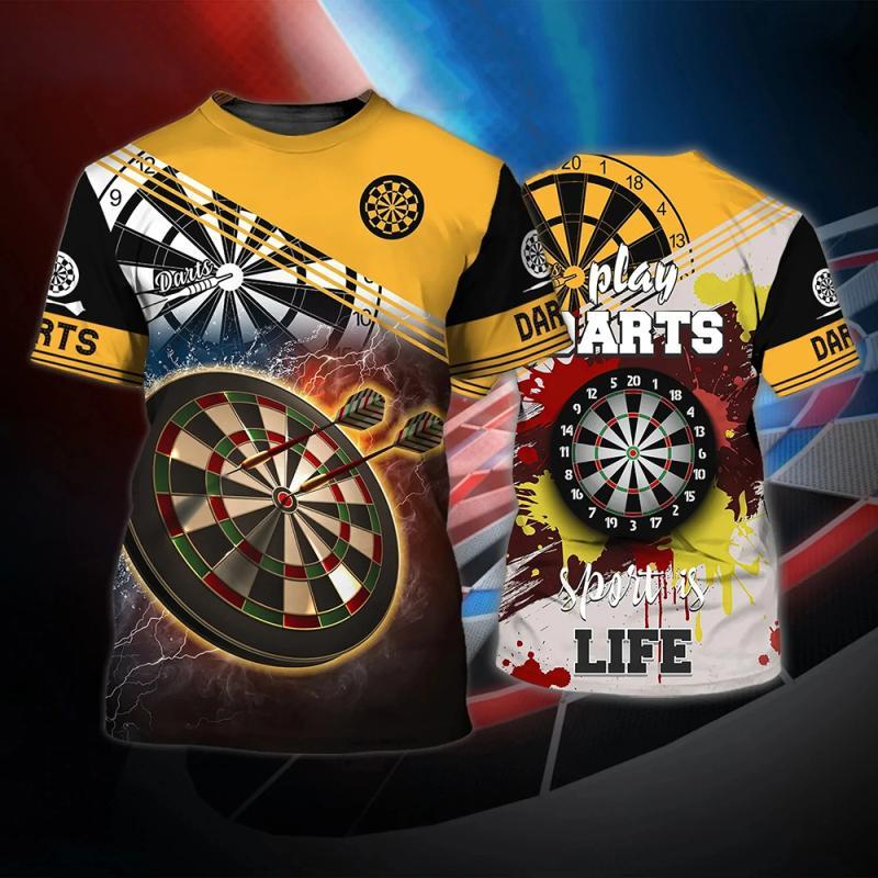 Disc Darts Sports T-shirt Men's Clothing Round Neck Short Sleeves T Shirts 3D Printed Cool Graphics Outdoor Casual Fashion Tees