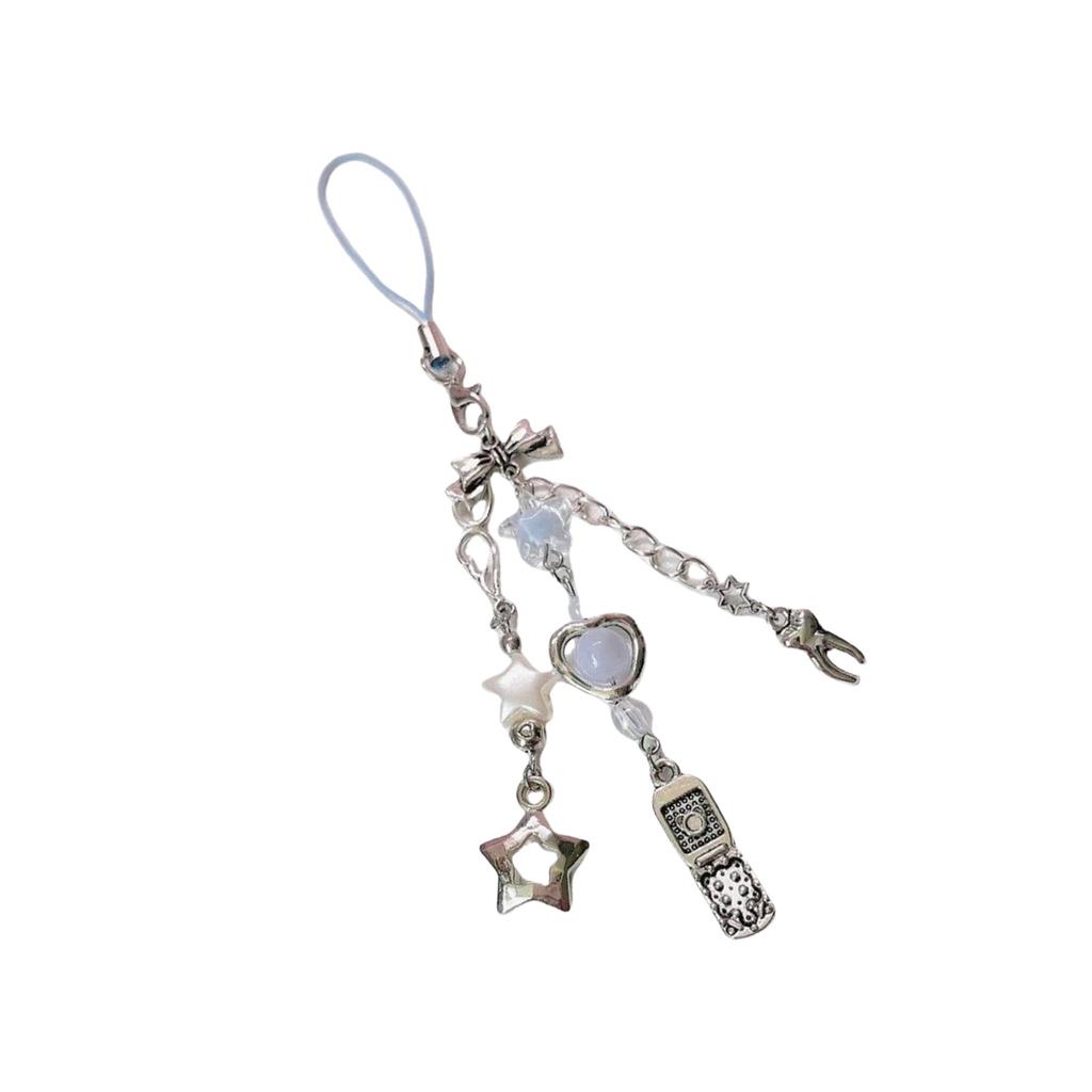 Handmade Beaded Phone Strap With Cute Charm For Girls Y2K Style Anti Drop Fashion Keychain Jewelry Accessory