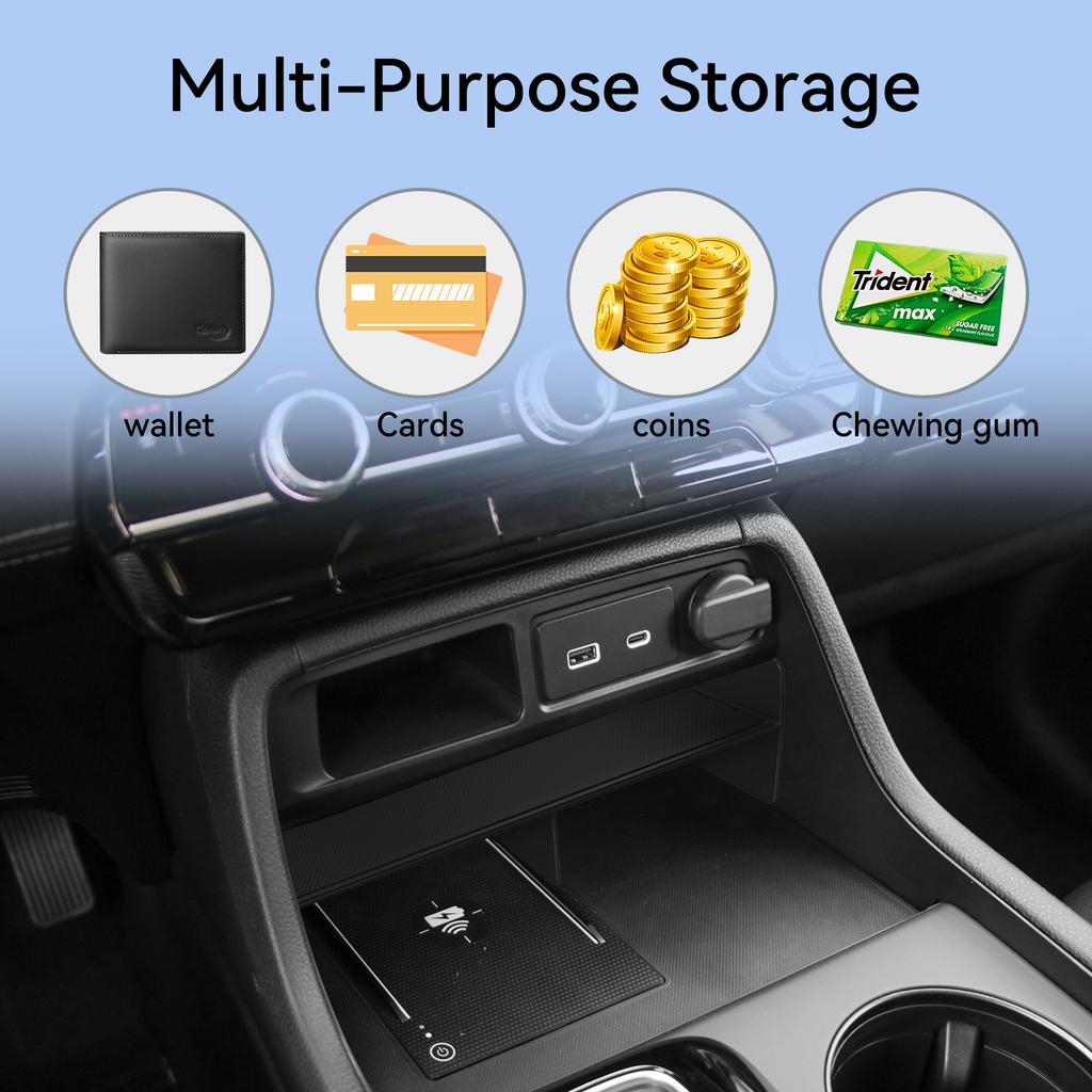 For Honda Pilot 2023-2025 Car Center Console Storage Box Car Tray Organizer Interior Accessories Tidying Black