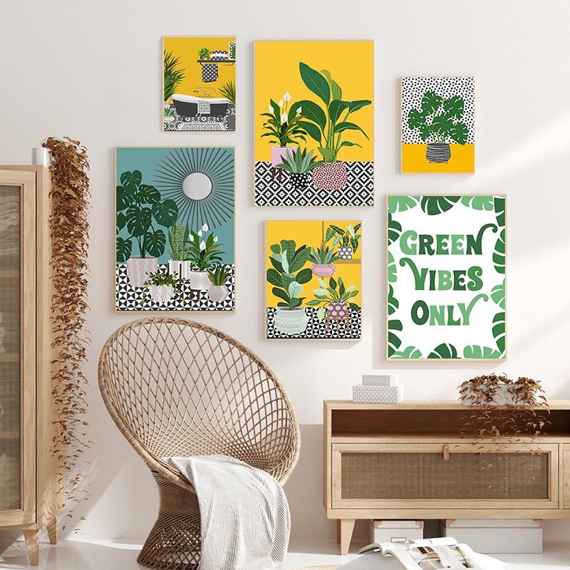 Boho Poster Botanical Bathroom Canvas Painting Tropical Plants Jungle Art Prints Nordic Wall Picture for Living room decor