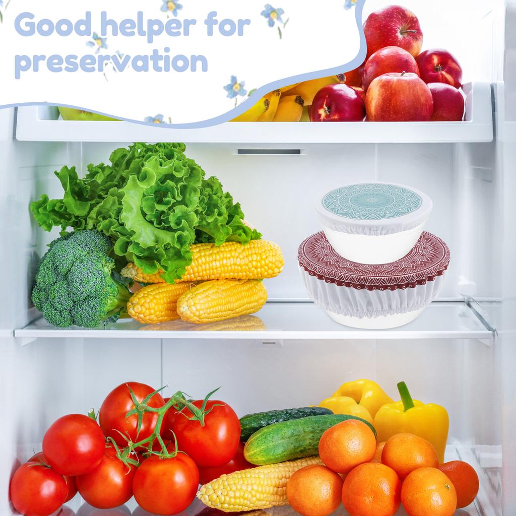 10 шт. эластичных тканевых крышек для мисок, многоразовые тканевые крышки, эластичные портативные пылезащитные чехлы для мисок для вечеринок, пикников и дома.