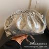 Silver Bag Women's 2025 New Design Sense Niche Fashion Messenger Bag Popular This Year Pleated Cloud Bag