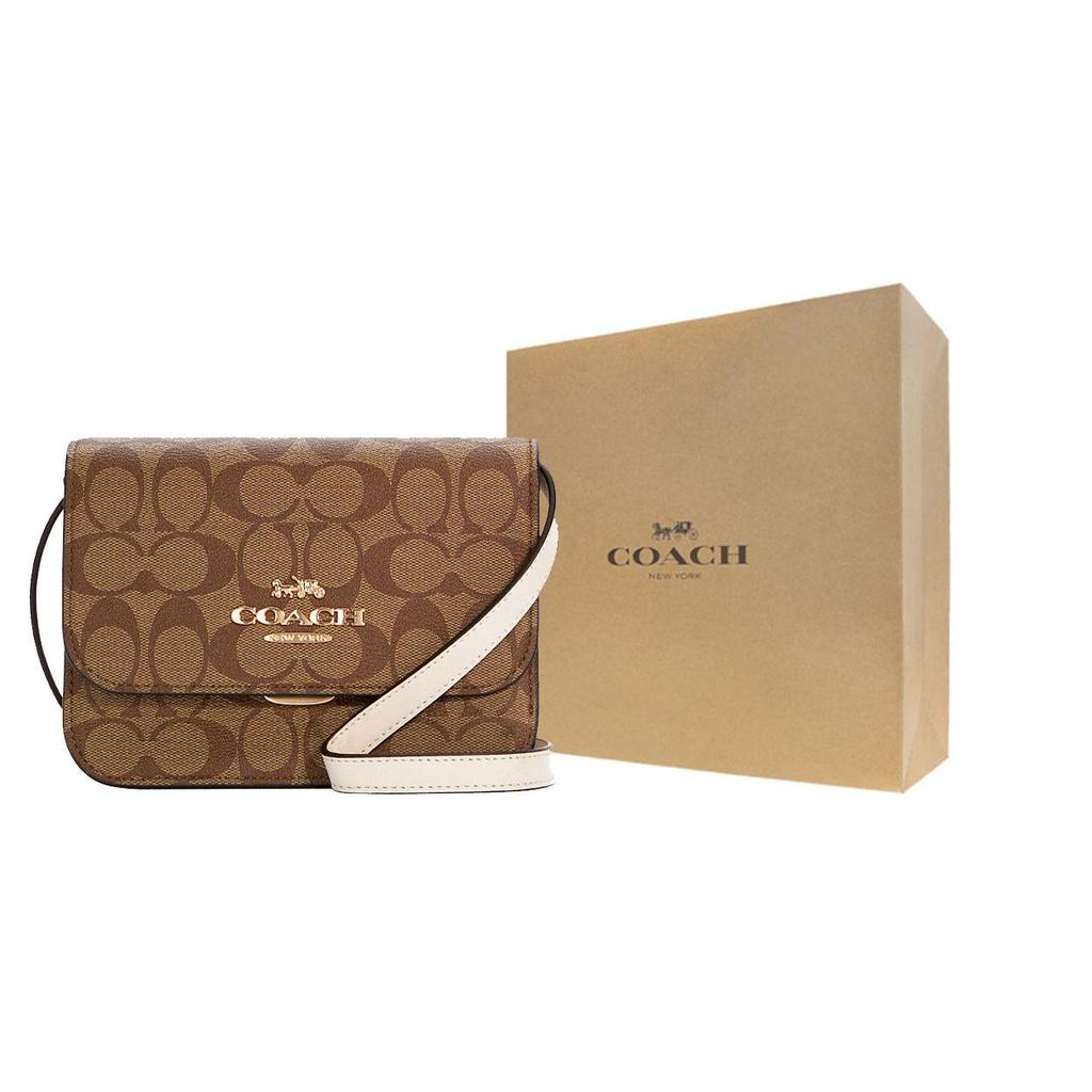 Coach Brynn 18 Classic Monogram Print Detachable Shoulder Strap Flap Canvas And Leather Crossbody Bag Small Women Crossbody Bag Brown C5592-IMDJ8