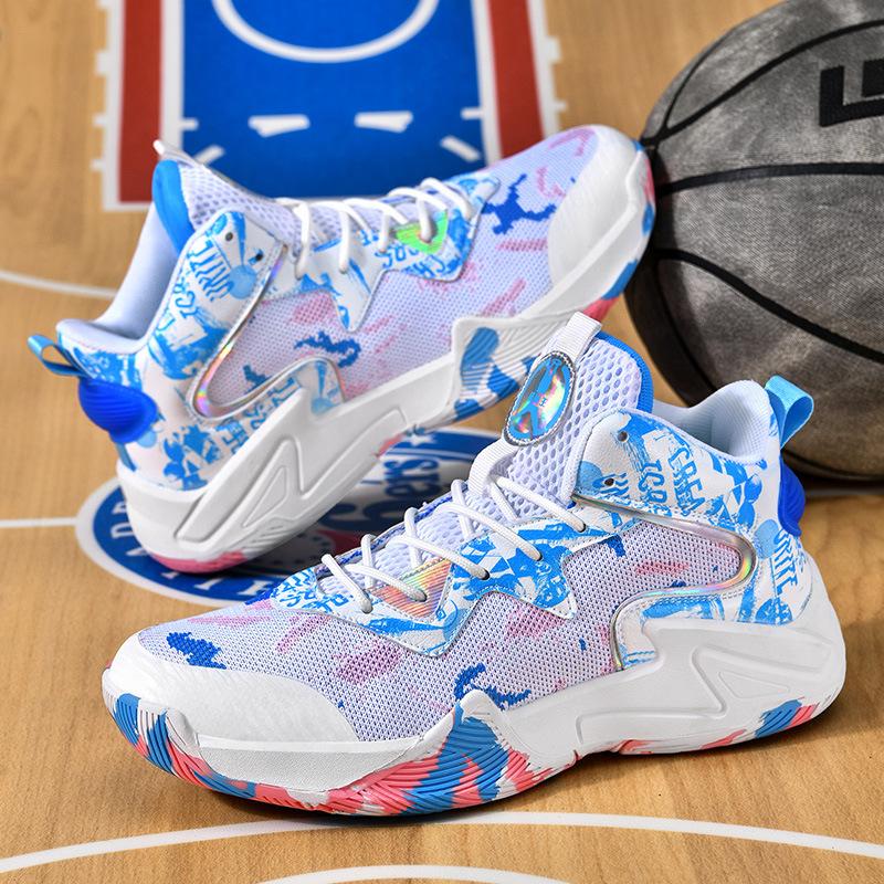 2025 New Double Mesh Friction Sound High Elastic Basketball Shoes Extra Large Size 36 To 48 Youth Actual Basketball Shoes
