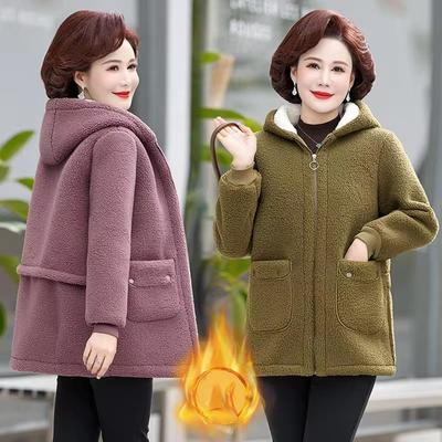 Зимняя куртка для мам, женская, меховая, из овечьей шерсти, флис, повседневное теплое хлопковое пальто с капюшоном, верхняя одежда, пальто Parker