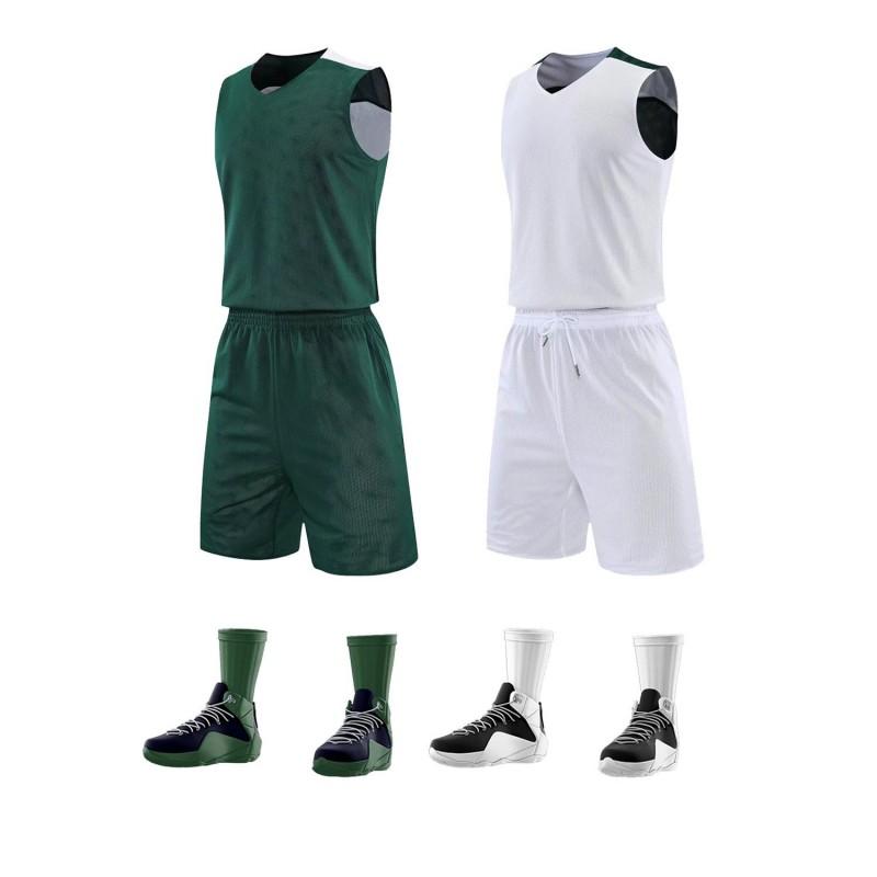 Reversible Basketball Jersey Set Kids Boys Youth Team Sport Uniform Breathable Athletic Tank Top