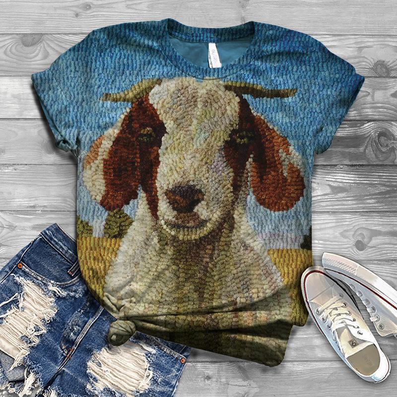 Summer Bird Pattern 3D Digital Print Women's Plus Size Fashionable Short Sleeved T-shirt