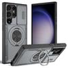 Чехол для Samsung S22 23 S24 S25 Ultra A14 A15 A16 A17 A26 A36 A56 Магнитная металлическая подставка Сдвижная крышка камеры Защитный противоударный