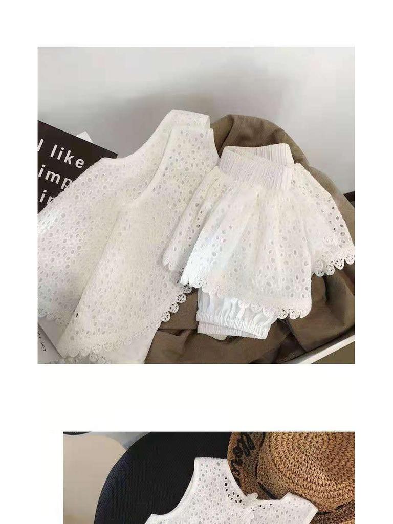 Летний комплект из хлопка для девочек: жилет с открытой спиной и шорты - комплект из 2 предметов