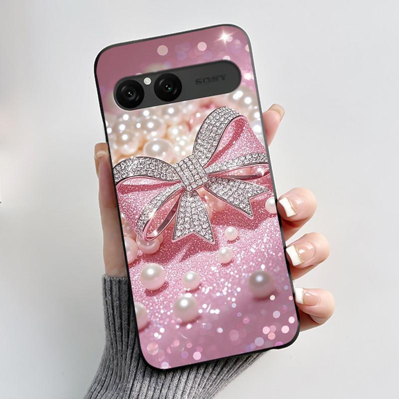 Cute Case For Sony Xperia 10 VII Fundas Capa Printing Shell Protective Cover Soft Silicone Cartoon Black Casing Coque
