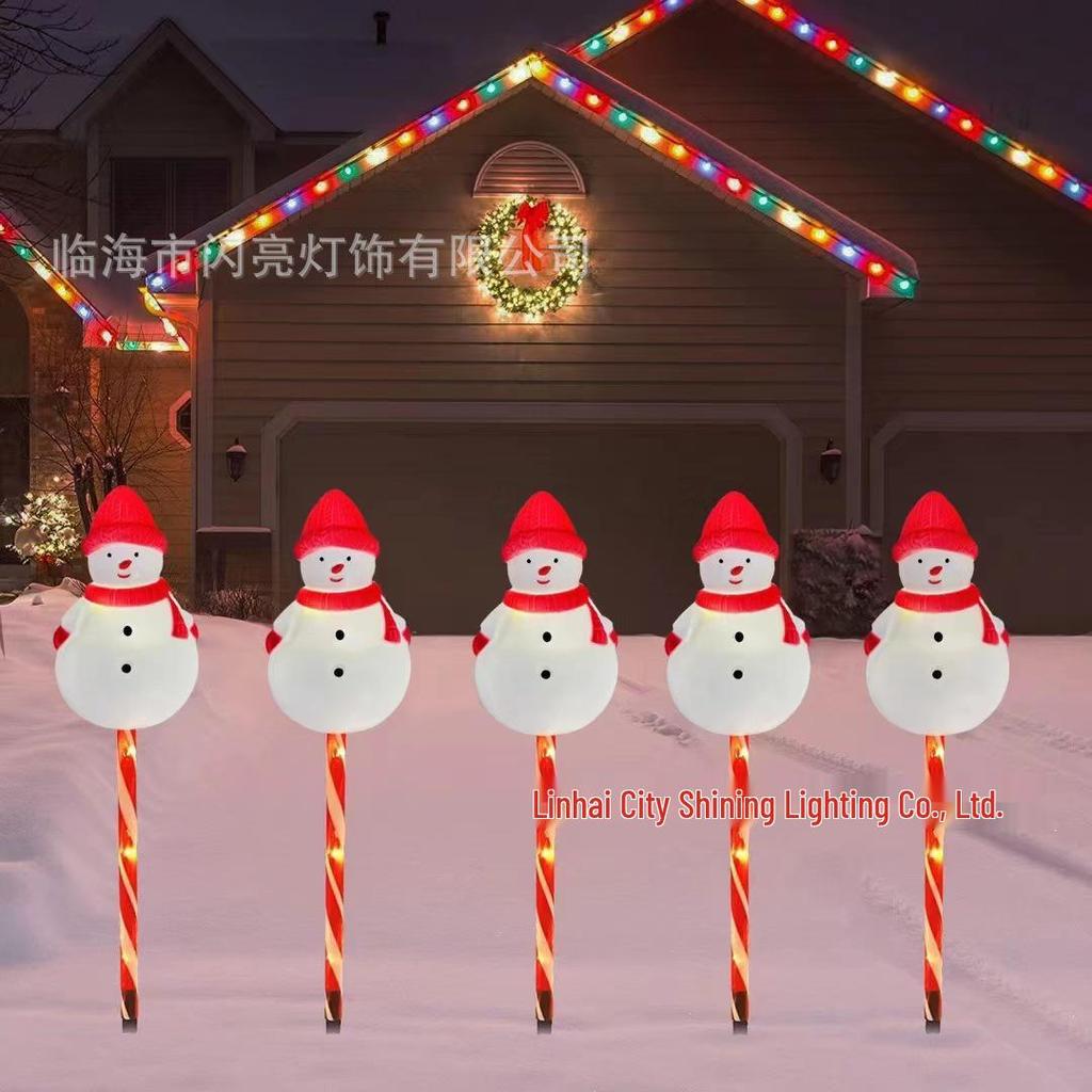 2025 Солнечные Рождественские Санта и Снеговик Светящиеся Гирлянды для Наружного Декора