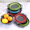 Vegetable Drain Basket Home Kitchen Gadgets Foldable Dish Drainer Fruit Round Fold Useful Things for Kitchen Items Silica Gel