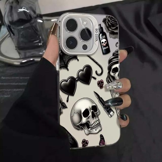 Черный чехол для телефона с черепом для Samsung S25 S24 Ultra S23 S22 S21 S20 S24FE S23FE S21FE Note 20 Матовая противоударная задняя крышка