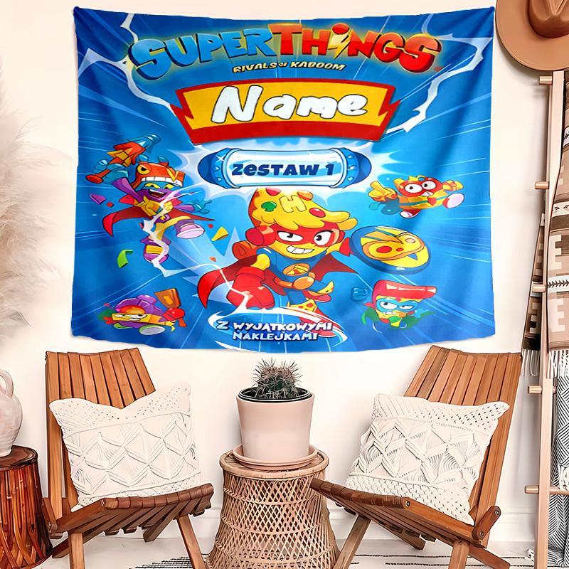 Personalized SuperZings Background Tapestry,Custom Name Birthday Party,Multifunctional Wall Decoration for Home Decor,Various Occasions