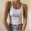 Casual White Sleeveless Cotton Cami Top Women Fashion Ribbed Crop Top Tees Ladies Basic Fitness Camisole Summer