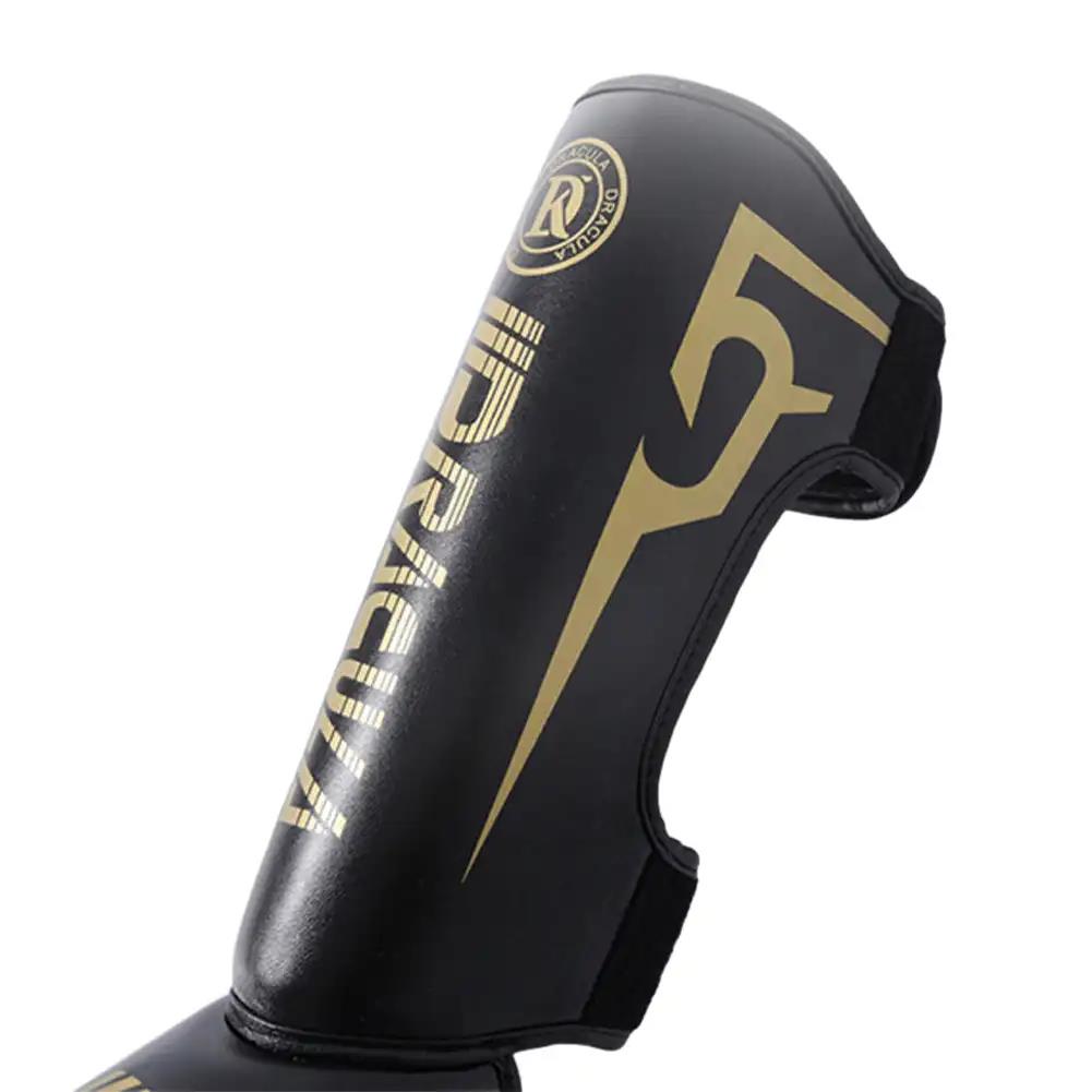 1 Pair High-Quality PU Leather Boxing Shin Guards Ankle Protector MMA Muay Thai Training Leg Warmers Light Kicking Shin Pads 1