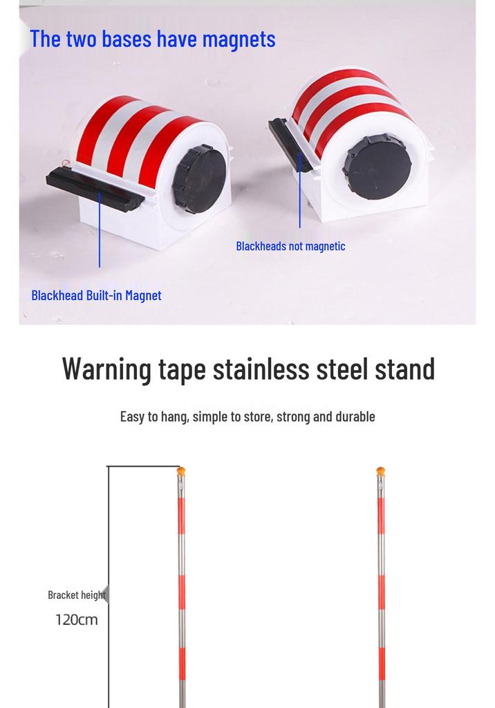 Reflective Retractable Construction Warning Tape, 20-100m Thickened Canvas Isolation Belt